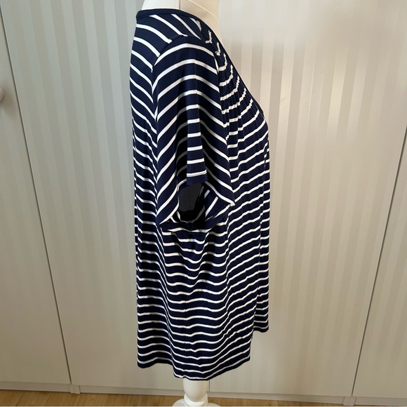 NWOT Market & Spruce navy blue white stripes v-neck soft tee Size 2X - Picture 6 of 11